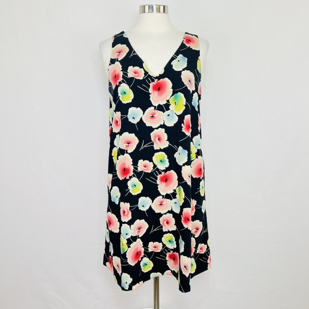 Lauren Ralph Lauren Womens 10 Dress Shift Black Pink Blue Floral Pockets #X